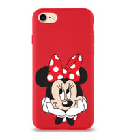 Apple iPhone 8 Uyumlu Lansman Kılıf Minnie Mouse Tasarımlı Altı Kapalı İçi Kadife Kaplı  Kapak (Şeffaf)
