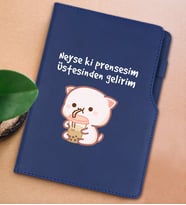 BK Gift Neyse Ki Prensesim Tasarımlı Lacivert Termo Deri Not Defteri 15x21cm-1