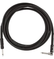 Fender 0990820025 Professional Enstrüman Kablosu (3m - Siyah Açılı) Bir Ucu L Tipi Jak Sahne İçin Dayanıklı ve Esnek Siyah Kablo