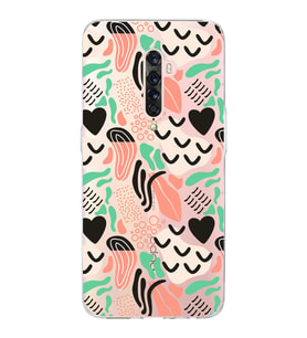 Oppo Reno 2  ile Uyumlu 1mm Kapak Memphis Desen Tasarımlı Şeffaf Silikon Kılıf