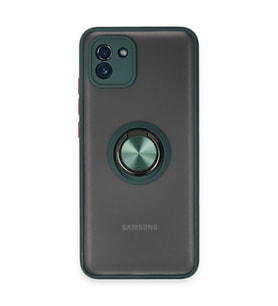Galaxy A03 Kılıf Montreal Yüzüklü Silikon Kapak - Yeşil