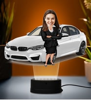 Doğum Günü Hediyesi,Sevgiliye Hediye, Kişiye Özel Fotoğraflı BmwTasarımlı Kadın Karikatür 3D Led Lamba (Beyaz)