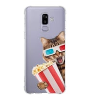 PrintiFy Samsung Galaxy A6 (2018) Uyumlu Kedi 1 Baskılı Şeffaf Köşe Korumalı Antişok Kılıf