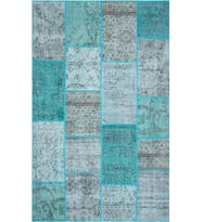 Bespoky Eberndorf Mavi Patchwork Pamuklu El Dokuması Alan Halısı