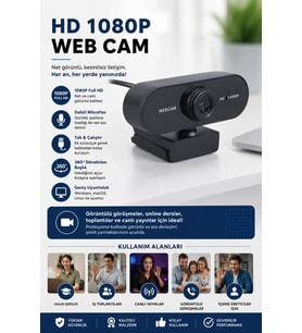 Northcity Webcam 1080p Full HD Konferans Kamerası Dahili Mikrofonlu