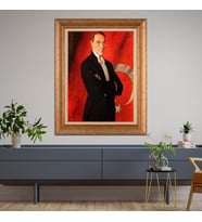 Altın Varaklı Çerçeveli Paspartulu Atatürk Tablo TR1129 (Gold)