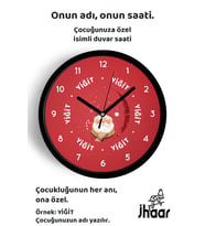 İsme Özel Yılbaşı Çocuk Odası Duvar Saati Orta Boy 30 cm Siyah Camlı Sessiz