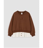 LCW Kids Kahverengi Pul İşlemeli Kız Çocuk Kalın Sweatshirt