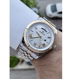 Daniel Klein DKISTE327 Gold Gümüş Renk Takvim ve Gün Fonksiyonlu Erkek Kol Saati