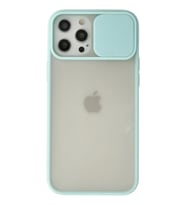 Durukar® iPhone 12 Pro Max Kılıf Palm Buzlu Kamera Sürgülü Silikon - Turkuaz