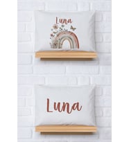 Pia Baby Premium %100 Pamuk İkili İsim Yazılı Kız Bebek Yastık Kılıfı – 35x45 cm Organik Baskı 5079-13 (Ekru)