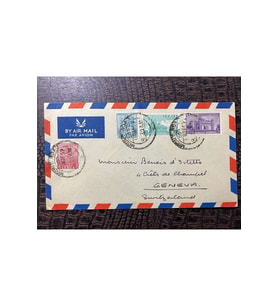 Hindistan'dan İsvicre Geneva'ya Uçak Postası Zarfı 1952 yılından BY AİRMAİL from İndia to Switzerl