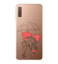 Samsung Galaxy A7 (2018) Uyumlu Kapak Aşk Tasarımlı Şeffaf Silikon Kılıf