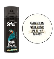 Selsil Rainbow Akrilik Sprey Boya PARLAK BEYAZ 400 ml. - RAL9010