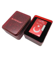 Ardeur® Legacy Ay Yıldız Kabartmalı Kırmızı Beyaz İsme Özel Çakmak Hediyelik Çakmak