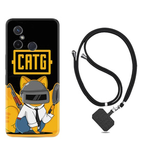 Xiaomi Redmi 12C Kılıf Silikon Boyun Askılı İpli Desenli Silikon Cat G 1677