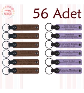 A Kahve & Mor Menekşe, Butik Müşterilerine Özel Sürpriz, 56’li Set, Kişisel Yazılı Deri Hediyelik