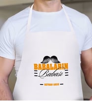 BK Gift Kişiye Özel Babaların Babası Tasarımlı Beyaz Mutfak Önlüğü-2