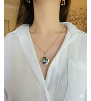 Anı Kolyesi fotograflı  kolye resimli kolye zincir çelik Hediye Kutulu Kişiye Özel Tasarım Anneye Hediye, Doğum Günü Hediyesi, Sevgiliye Hediye,Eşe Hediye (Sarı Altın)
