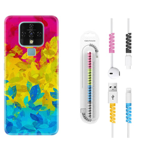 Tecno Camon 16 18P Pova 3 Pova Neo Kılıf Kablo Koruma Spiral Silikon Yapraklar 1634