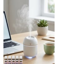 Mini Hava Nemlendirici Usb Bağlantılı Led Işıklı 5 Esans Hediyeli Aromaterapi Difüzörü - Lisinya
