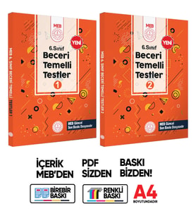 6.Sınıf MEB Beceri Temelli Testler 1 ve 2. Kitap Seti Örnek Soru Bankası (Renkli Baskı) BASKI ÜCRETİ