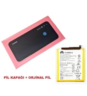 Huawei Uyumlu P20 Lite Arka Pil batarya Kapağı + PİL (CAM KAMERA LENSİ) SİYAH