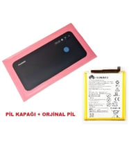 Huawei Uyumlu P20 Lite Arka Pil batarya Kapağı + PİL (CAM KAMERA LENSİ) SİYAH