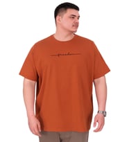 Mode XL Büyük Beden Erkek T-Shirt Bisiklet Yaka FREEDOM U25033 Tarçın