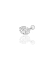 Gümüş rodyumlu zirkon taşlı kirpikli göz modeli Tragus helix Piercing küpe