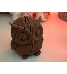 3D Baskı Hareketli Baykuş Figürü - Eklemli Flexi Oyuncak - Kahverengi