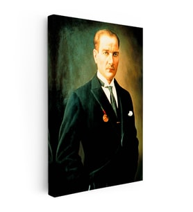 Kanvas Tablo Atatürk Madalyalı Duruş Atatürk Tablosu Ev Ofis Duvar Dekoru