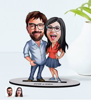 BK Gift Kişiye Özel İsimli Sevgililer Karikatürlü Ahşap Biblo Model-105