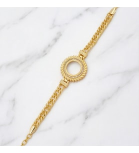 Altın Kaplama İmitasyon Zirkon Taşlı Arpa Modeli Çeyrek Çerçeve Bileklik BLK-1162 (Gold)