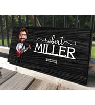 BK Gift Kişiye Özel Erkek Gitarist Karikatürlü Kabartma Tasarım Antik Siyah (Ebony) Ahşap Tabela-1, Dekoratif Tabela, Rustik Ev Dekorasyonu, Duvar Dekoru