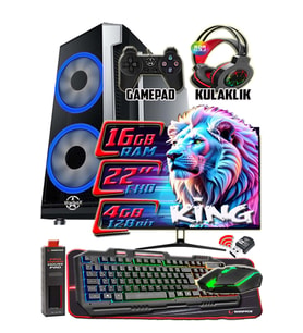 WarboX KİNG X5650 İşlemci 16gb Ram 256gb SSD R7 240-4gb E.kartı 22" Monitör Gaming Takım PC (Siyah)