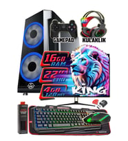 WarboX KİNG X5650 İşlemci 16gb Ram 256gb SSD R7 240-4gb E.kartı 22" Monitör Gaming Takım PC (Siyah)