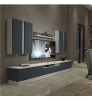 Decoraktiv Trendstyle 8DS Mdf Tv Ünitesi Tv Sehpası - Beyaz Antrasit (Beyaz - Antrasit)