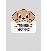Lütfen Elinizi Yıkayınız Sevimli Köpek Sticker Banyo Etiketi
