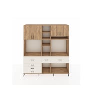 Hyperion Dolap 11 Raflı 6 Çekmeceli 4 Kapaklı 220x44x243 Çam-Çam/Aytaşı