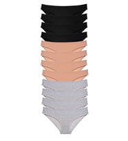 12 adet Süper Eko Set Likralı Kadın Slip Külot Siyah Ten Gri