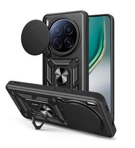 Tecno Camon 40 Premier 5G Kılıf Kamera Korumalı Zırh Tank Sürgülü Vega Kapak (Siyah)
