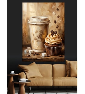 Kahve Ve Cupcake Lezzet Sunumu Dekoratif Kanvas - Mdf Ahşap Tablo