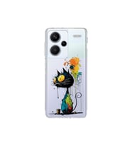 Redmi Note 13 Pro Plus ile Uyumlu Splash Kedi Tasarımlı Şeffaf Silikon Kılıf