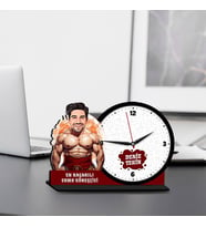 Erkek Sumo Güreşçisine Hediye Karikatürlü MDF Masa Saati