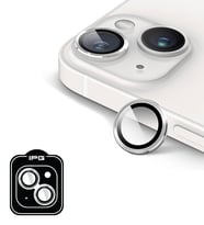 iPhone 14 / 14 Plus için IPG ProLENS Kamera Lens Koruyucu Alüminyum CD Çerçeveli, Kırılmaz Cam (Gümüş)