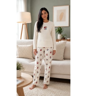 Kadın 8811-5 Berlin Uzun Kol Sıfır Yaka Pijama Takım