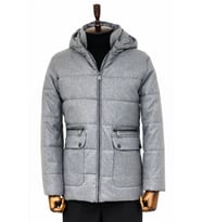 Slim Fit Kapüşonlu Gri Erkek Şişme Mont - Wessi