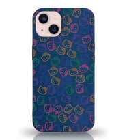 Apple iPhone 13 Mini Uyumlu Lansman Kılıf Hello Kitty Tasarımlı İçi Kadife Kapak-Lacivert (Şeffaf)