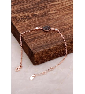 Taşlı Tasarım Gümüş Bileklik 3182 (Rose)